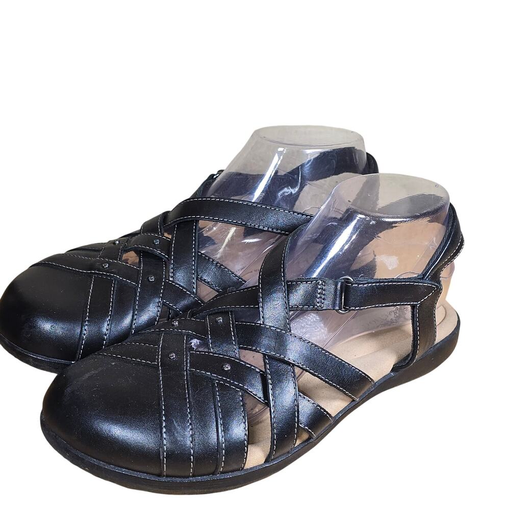 Clarks Elizabelle Sea Black Leather Fisherman Sandals Women's Size 8 M
Excellent